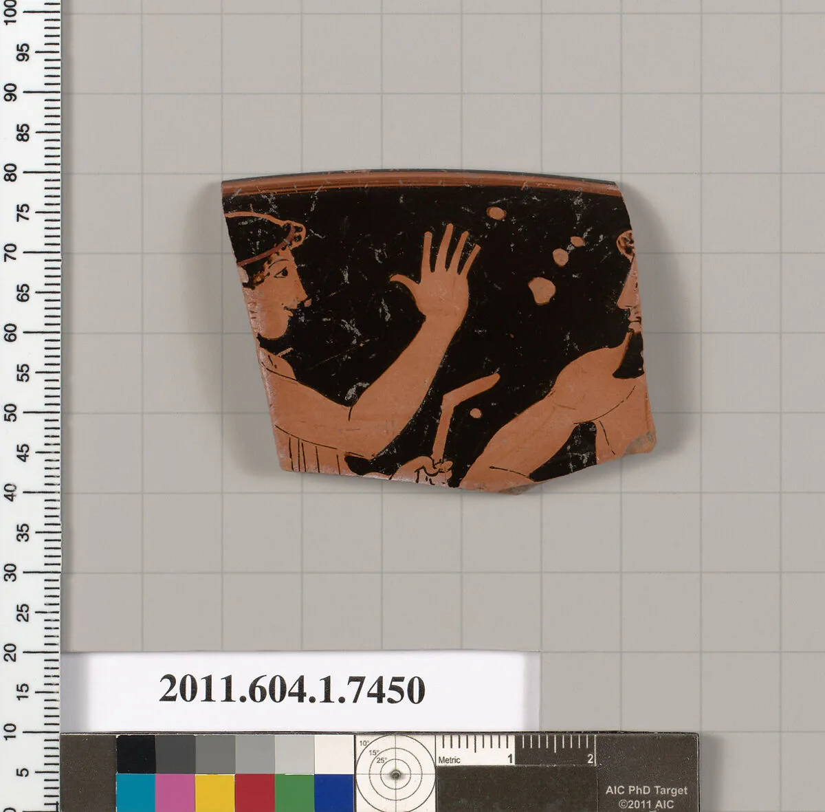 Terracotta rim fragment of a kylix (drinking cup) — Hermonax