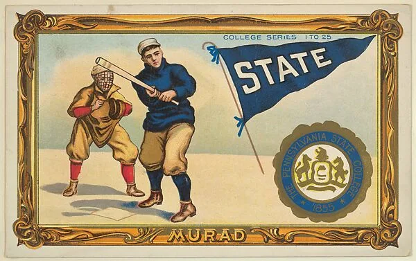 Pennsylvania State College, version one, part of the College Series cabinet cards (T6) — Murad Cigarettes