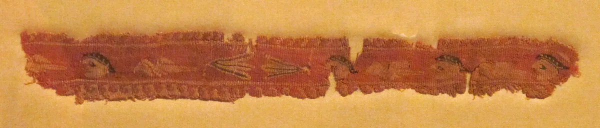 Band Fragment with Masks, Lotus Flowers, and Birds — Unknown