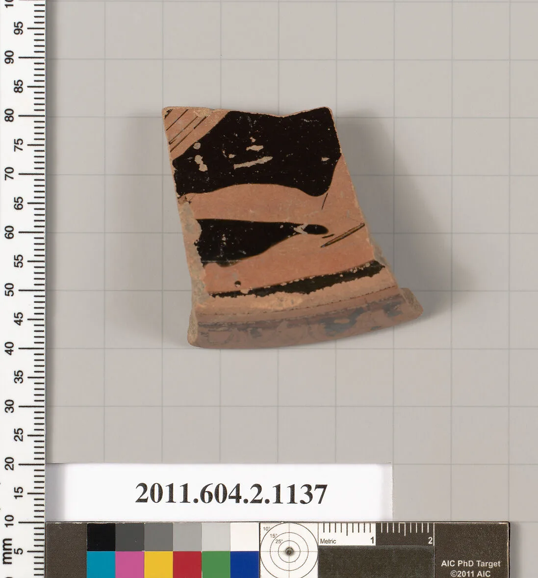 Terracotta fragment of a lekanis lid (covered dish) — Unknown