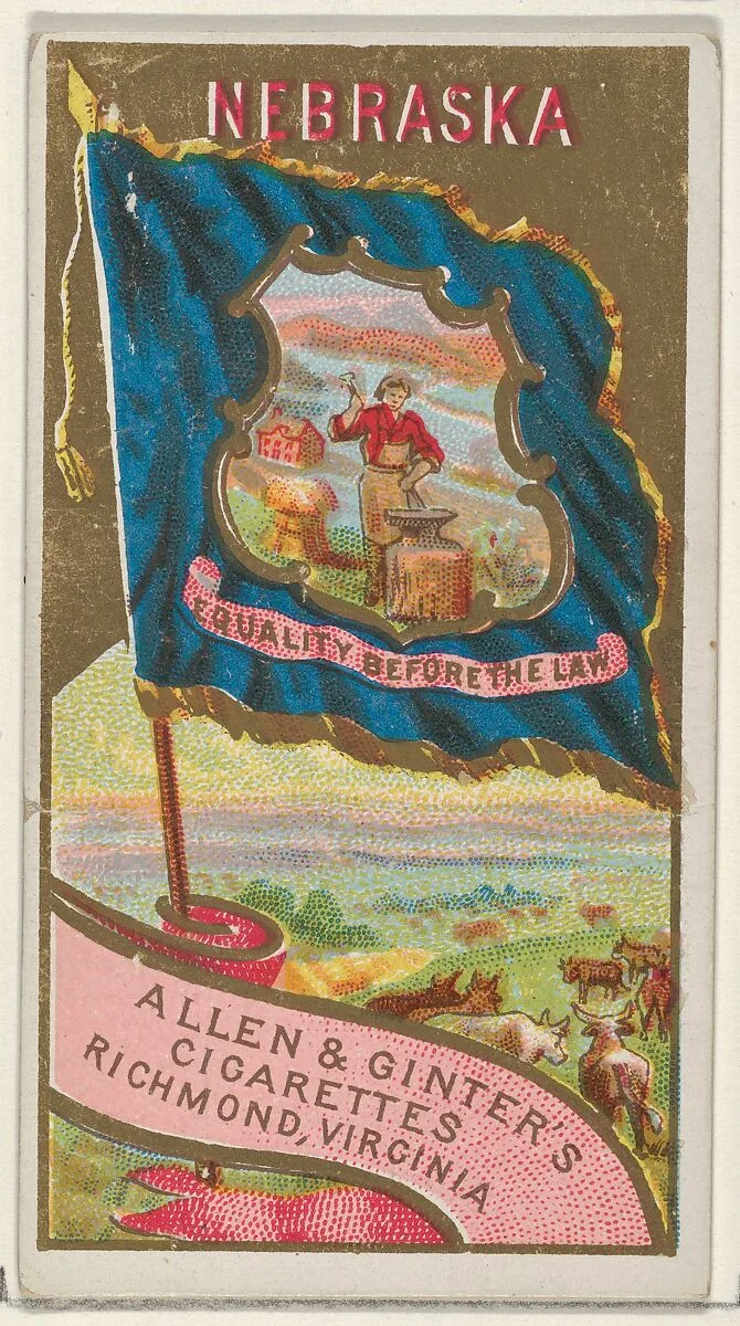 Nebraska, from Flags of the States and Territories (N11) for Allen & Ginter Cigarettes Brands — Allen & Ginter