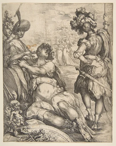 Military Figures outside a City