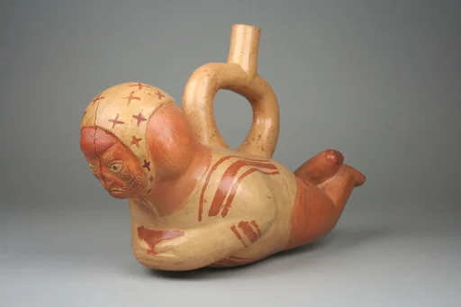 Stirrup Spout Bottle with Reclining Figure