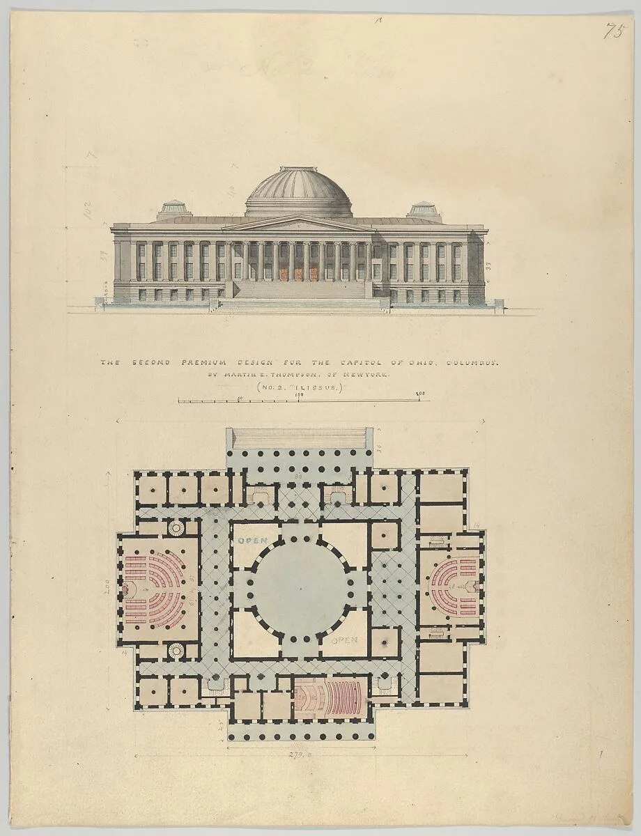 The Second Premium Design for the Capitol of Ohio, Columbus — Alexander Jackson Davis