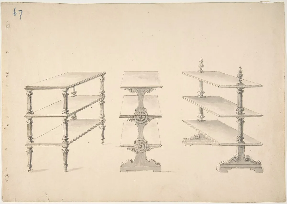 Design for Three Sets of Shelves — Anonymous, British, 19th century