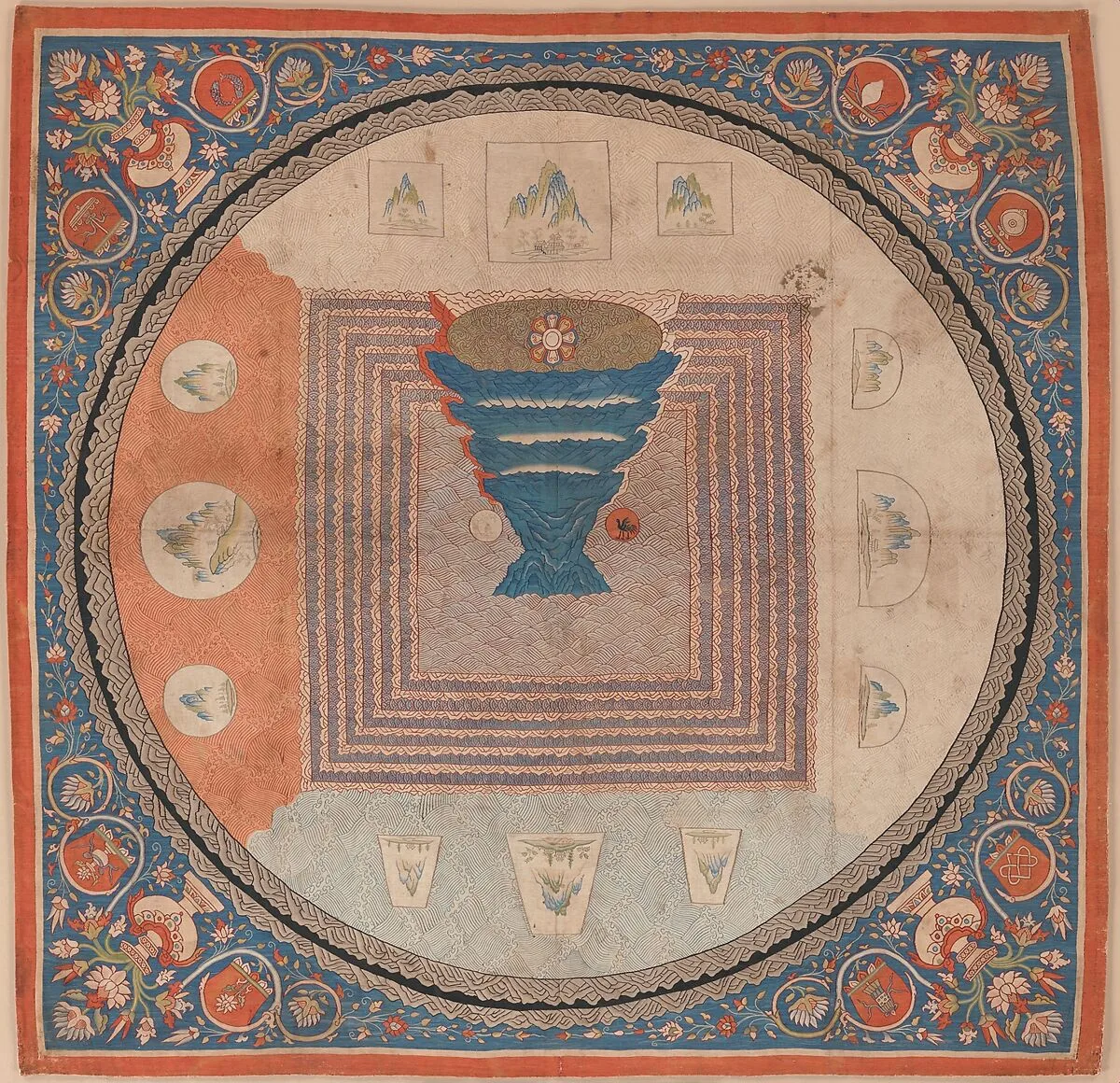 元 緙絲 須彌山曼陀羅|Cosmological Mandala with Mount Meru — Unknown