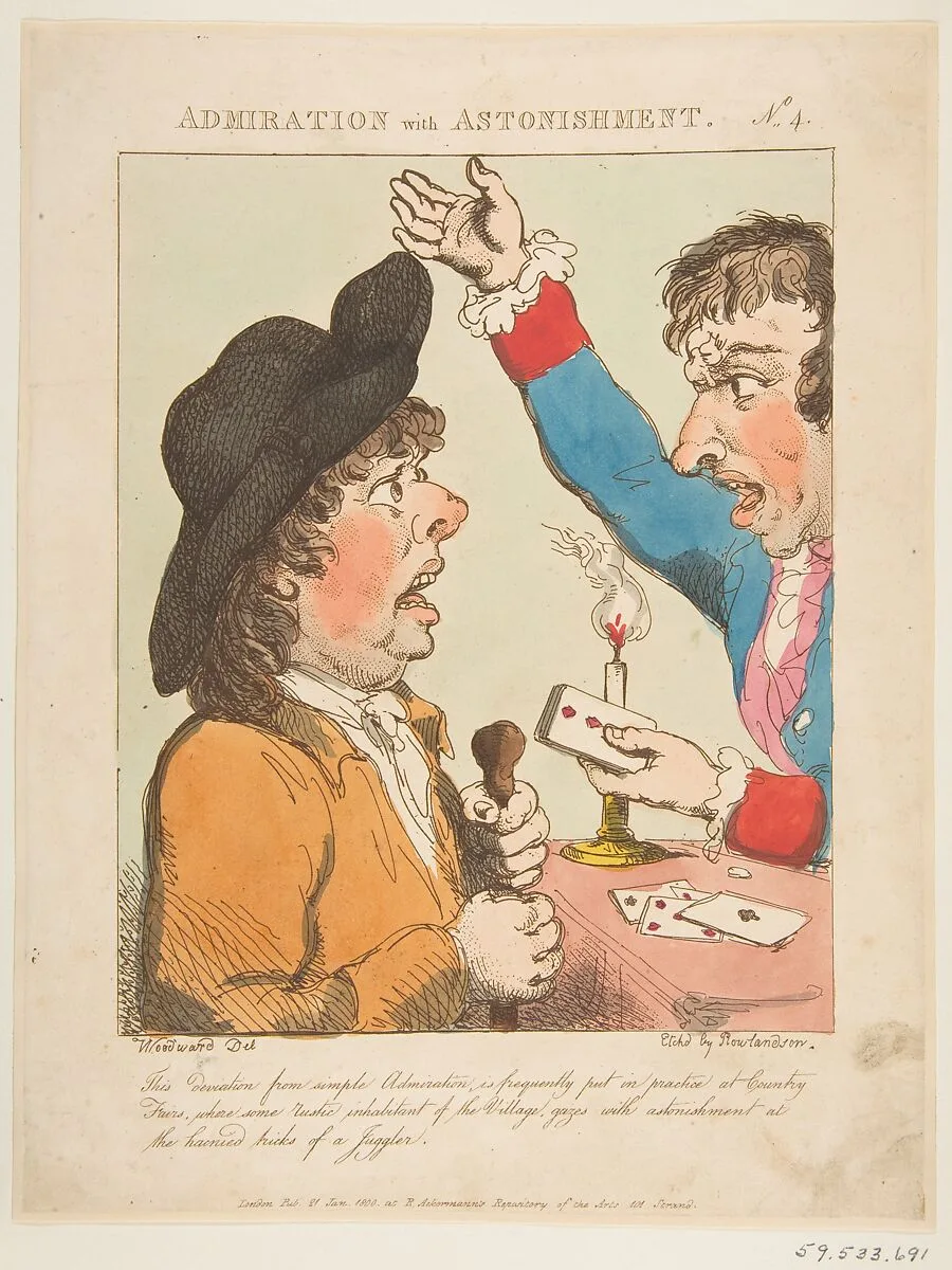 Admiration with Astonishment (Le Brun Travested, or Caricatures of the Passions) — George Murgatroyd Woodward|Rudolph Ackermann, London|Thomas Rowlandson