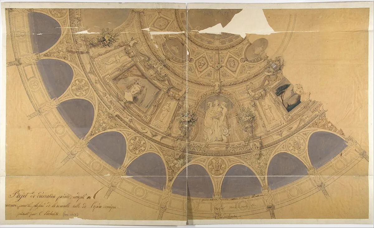 Design for the decoration of the ceiling in the Opéra Comique, Paris — Jules-Edmond-Charles Lachaise|Eugène-Pierre Gourdet