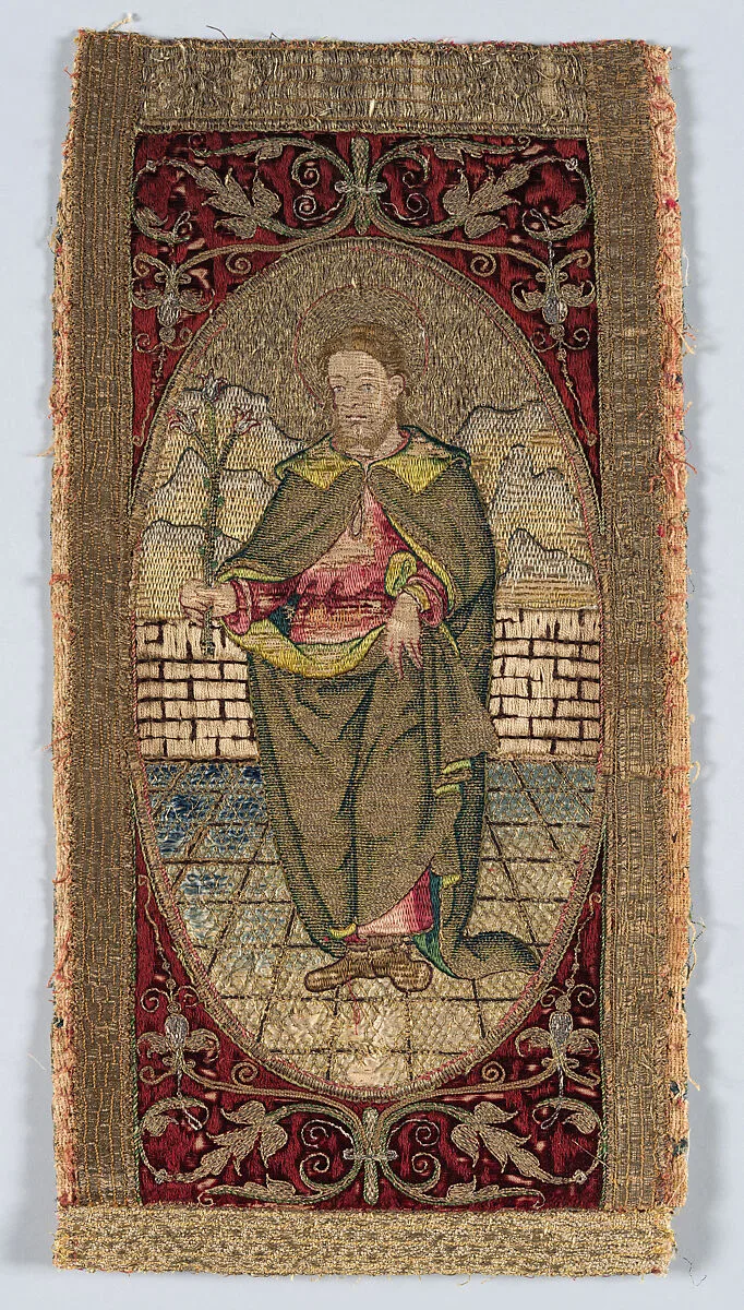 Orphrey section made into cushion — Unknown