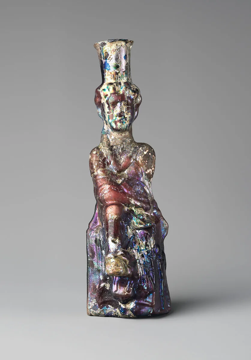 Glass bottle in the form of Tyche (Good Fortune) — Unknown