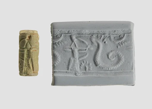 Cylinder seal with hunting scene