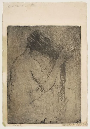 Back View of Draped Model Arranging Her Hair