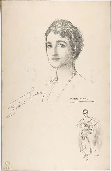 Portrait Head of the actress Ethel Levery, also shown full-length in costume — Ethel Levey|John Hassall|Charles A. Buchel