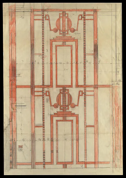 Bonwit-Teller Building, New York, Grill design, elevation — Otto John Teegen