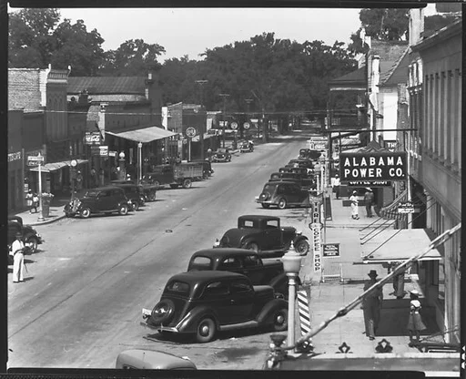 [View of Main Street with Alabama Power Company Sign, Greensboro, Alabama]