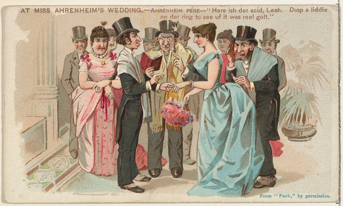 At Miss Ahrenheim's Wedding, from the Snapshots from "Puck" series (N128) issued by Duke Sons & Co. to promote Honest Long Cut Tobacco — Knapp & Company|W. Duke, Sons & Co.