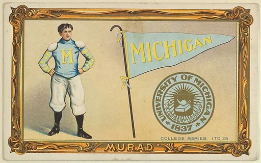 University of Michigan, version one, part of the College Series cabinet cards (T6)
