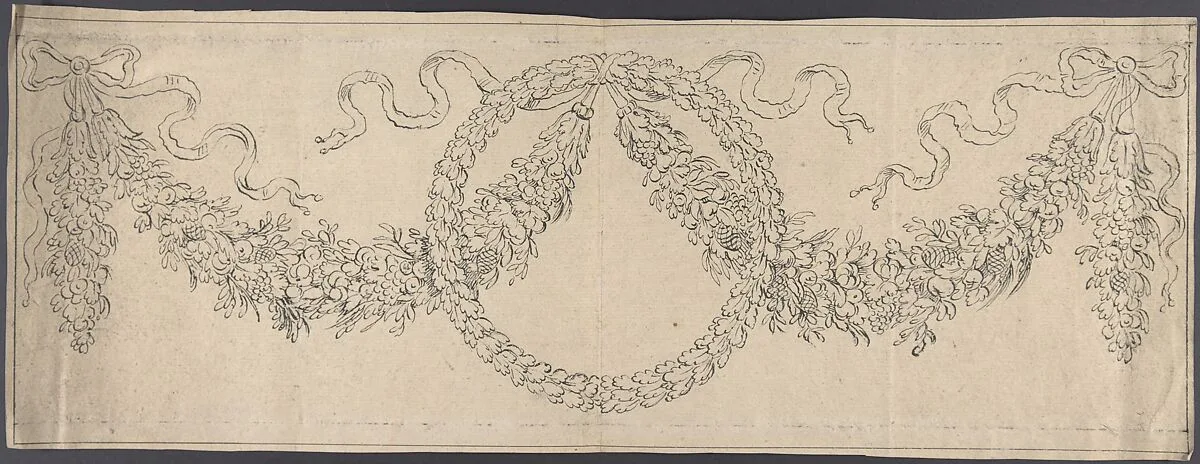 Design for a Frieze with Wreath and Festoons — Anonymous, British, 18th century