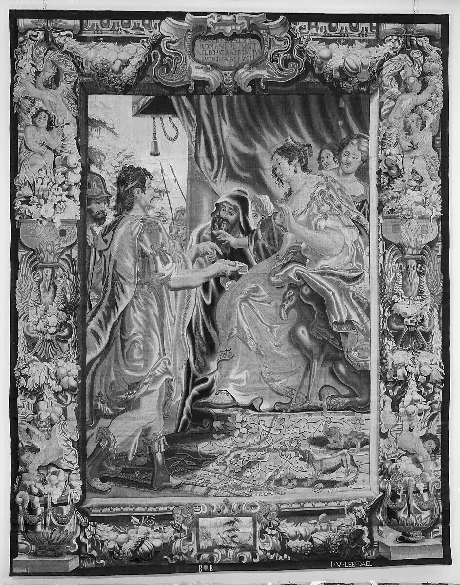 Cleopatra Asked to Pay Tribute to Rome from a set of The Story of Antony and Cleopatra — Justus van Egmont|Jan van Leefdael