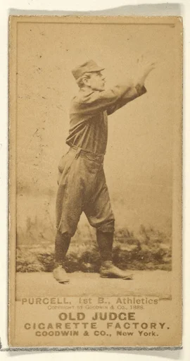 Purcell, 1st Base, Philadelphia Athletics, from the Old Judge series (N172) for Old Judge Cigarettes