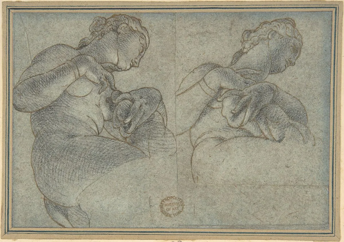Two Studies of a female Figure or Statue — Anonymous, Italian, 16th century