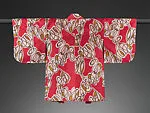 赤地曲線模様銘仙羽織|Meisen Jacket (Haori) with Looped Lines — Unknown