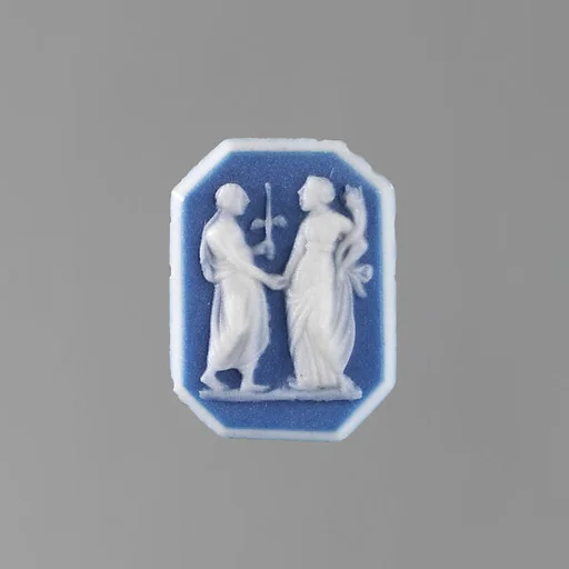 Man with winged wand and woman with cornucopia