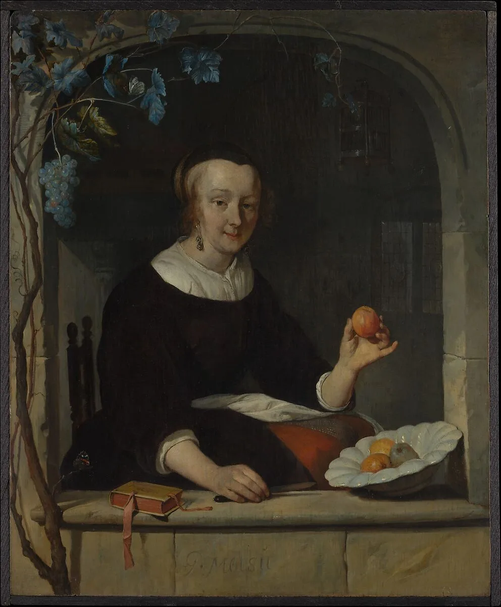 A Woman Seated at a Window — Gabriël Metsu