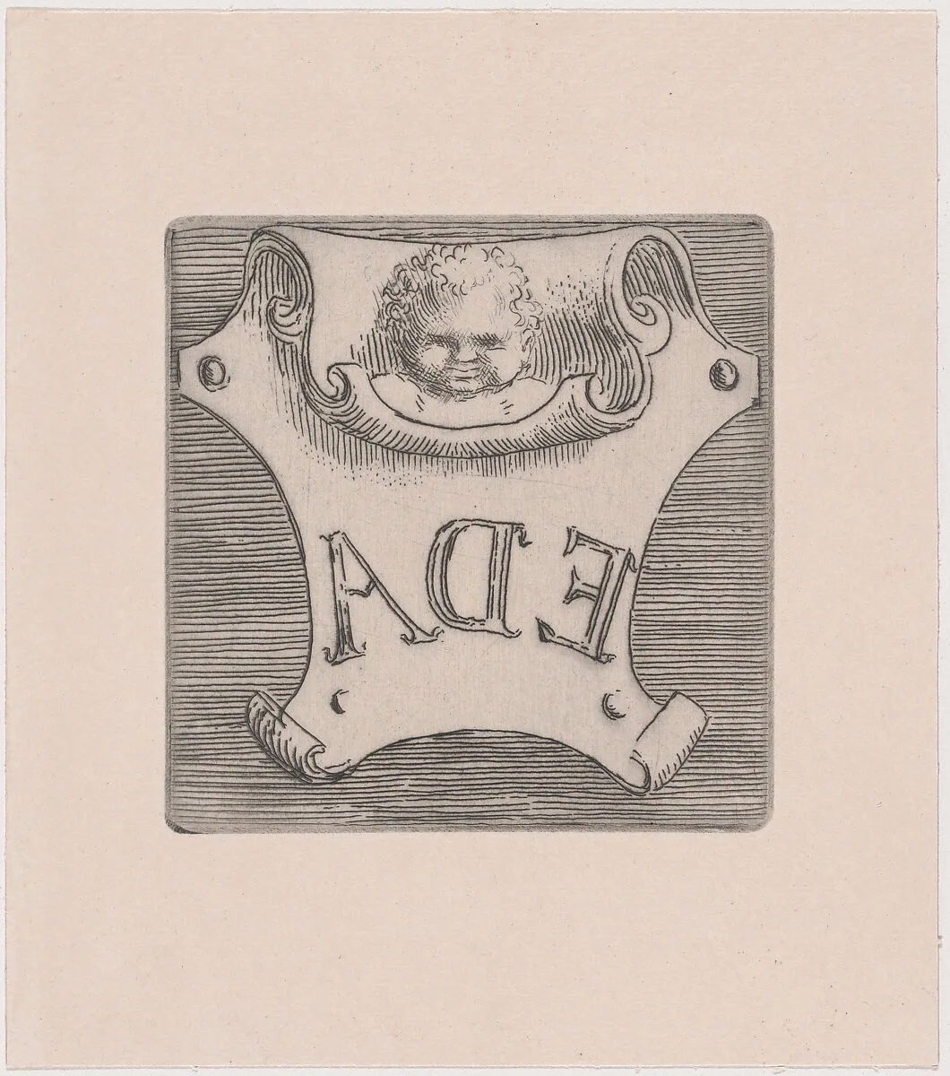 Impression from a name plate for Edward D. Adams — Alphonse Legros