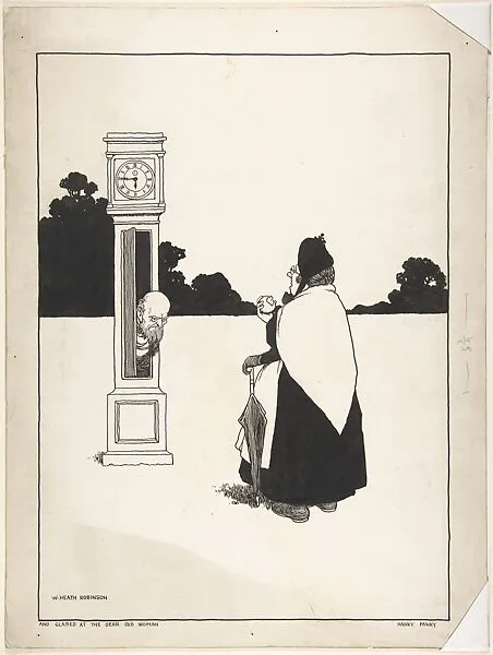 "And It Glared at the Dear Old Woman" (for "Hanky Panky" in "Topsy-Turvy Tales") — Elsie Smeaton Munro|William Heath Robinson|John Lane, The Bodley Head