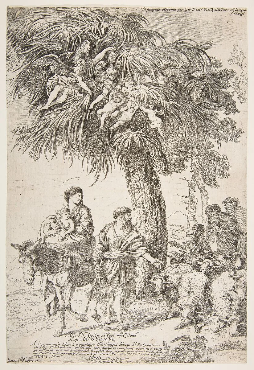 The Holy Family on their flight into Egypt — Giovanni Benedetto Castiglione (Il Grechetto)|Giovanni Domenico de Rossi