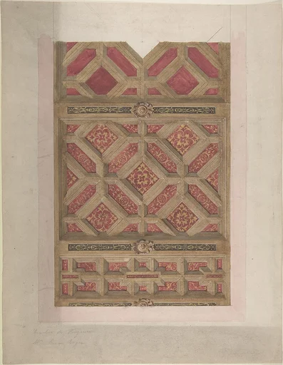 Design for Coffered Ceiling in Red and Gold