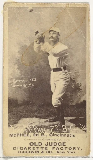 John Alexander "Bid" McPhee, 2nd Base, Cincinnati, from the Old Judge series (N172) for Old Judge Cigarettes