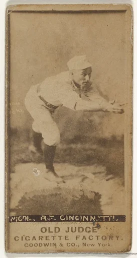 Hugh N. "Little Nick" Nicol, Right Field, Cincinnati, from the Old Judge series (N172) for Old Judge Cigarettes