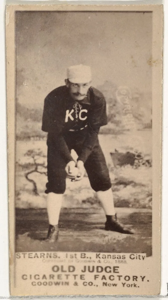 Daniel Eckford "Ecky" Stearns, 1st Base, Kansas City Cowboys, from the Old Judge series (N172) for Old Judge Cigarettes — Goodwin & Company