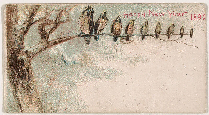 Happy New Year 1890, from the New Years 1890 series (N227) issued by Kinney Bros. — Kinney Brothers Tobacco Company