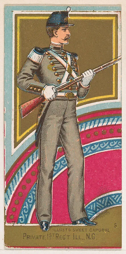 Private, 1st Regiment, Illinois, National Guard, from the Military Series (N224) issued by Kinney Tobacco Company to promote Sweet Caporal Cigarettes — Kinney Brothers Tobacco Company