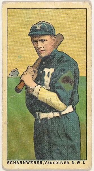 Scharnweber, Vancouver, Northwestern League, from the "Obak Baseball Players" set (T212), issued by the American Tobacco Company to promote Obak Mouthpiece Cigarettes — American Tobacco Company