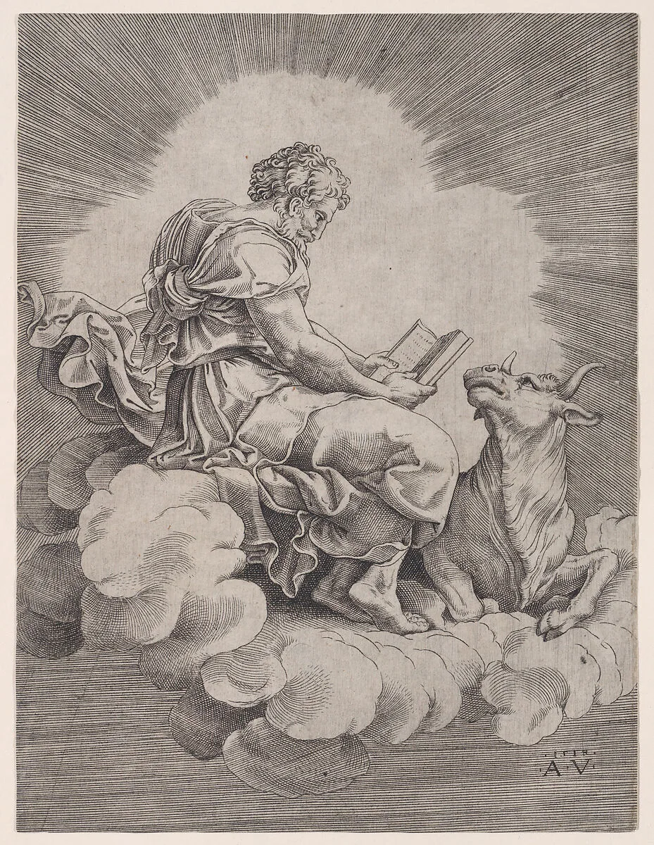 Saint Luke — Giulio Romano|Agostino Veneziano (Agostino dei Musi)