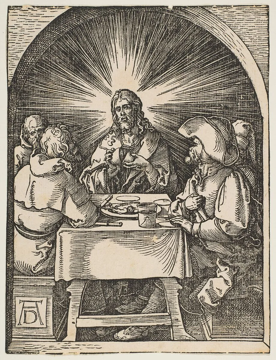 Christ in Emmaus, from "The Small Passion" — Albrecht Dürer