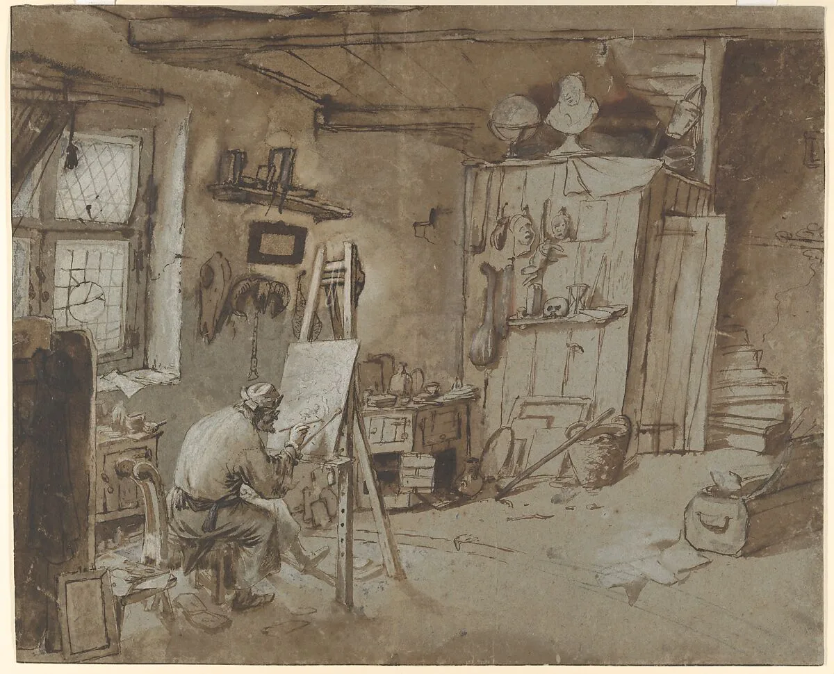A Painter at Work in his Studio — Thomas Wijck