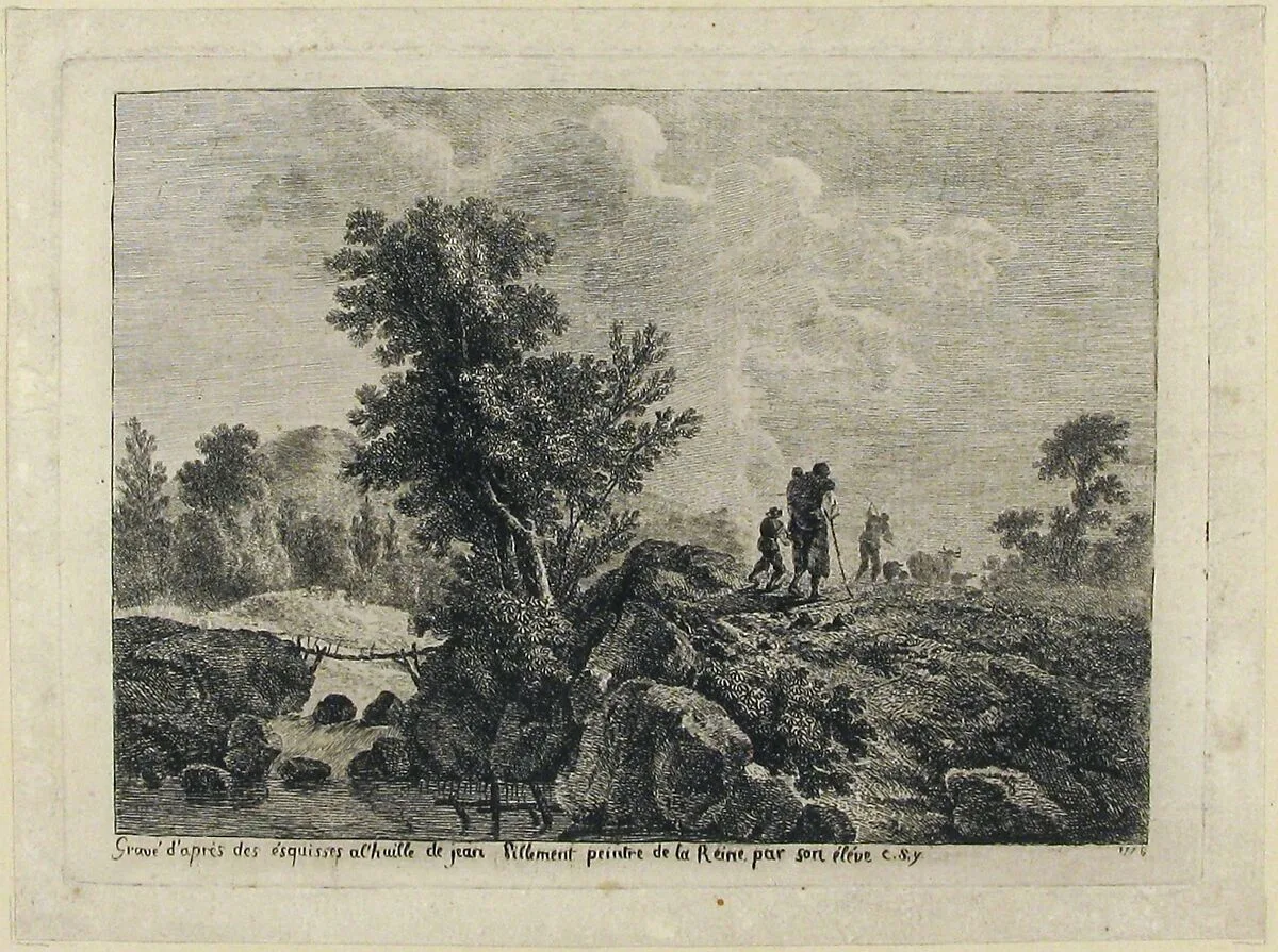 Peasants in a Landscape — Anonymous|Jean Pillement