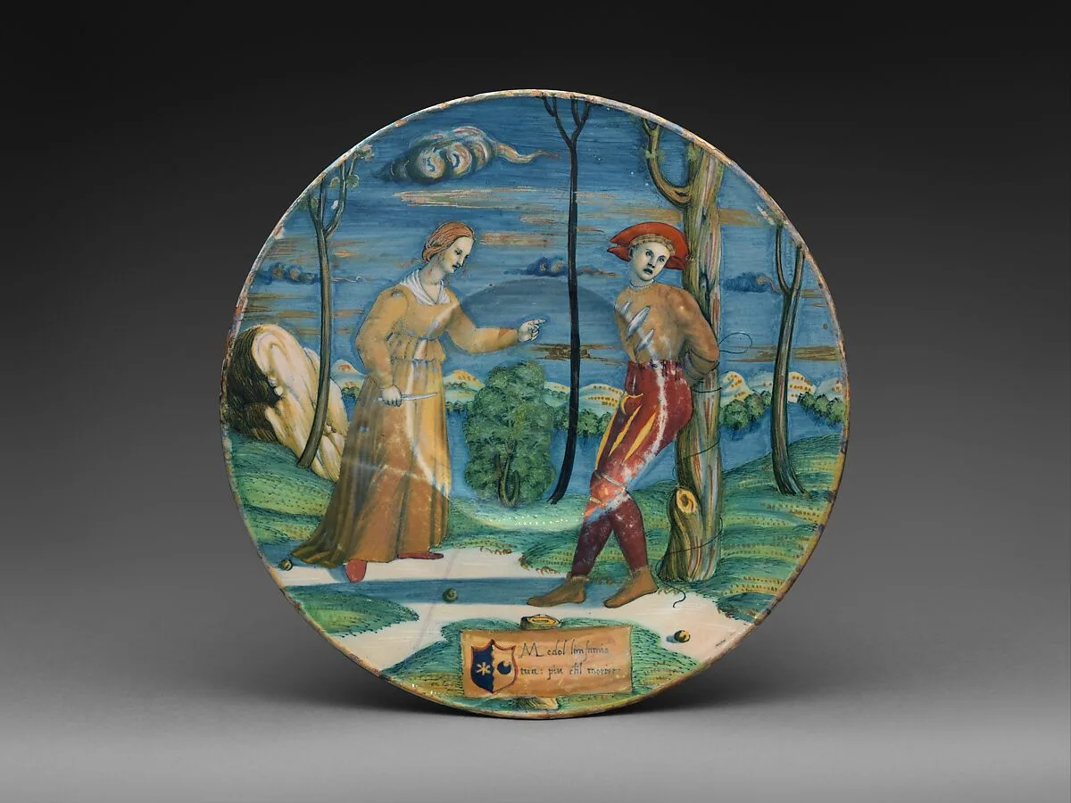 Plate with The Lover Tormented — Maestro Giorgio Andreoli|Painter of the Judgment of Paris