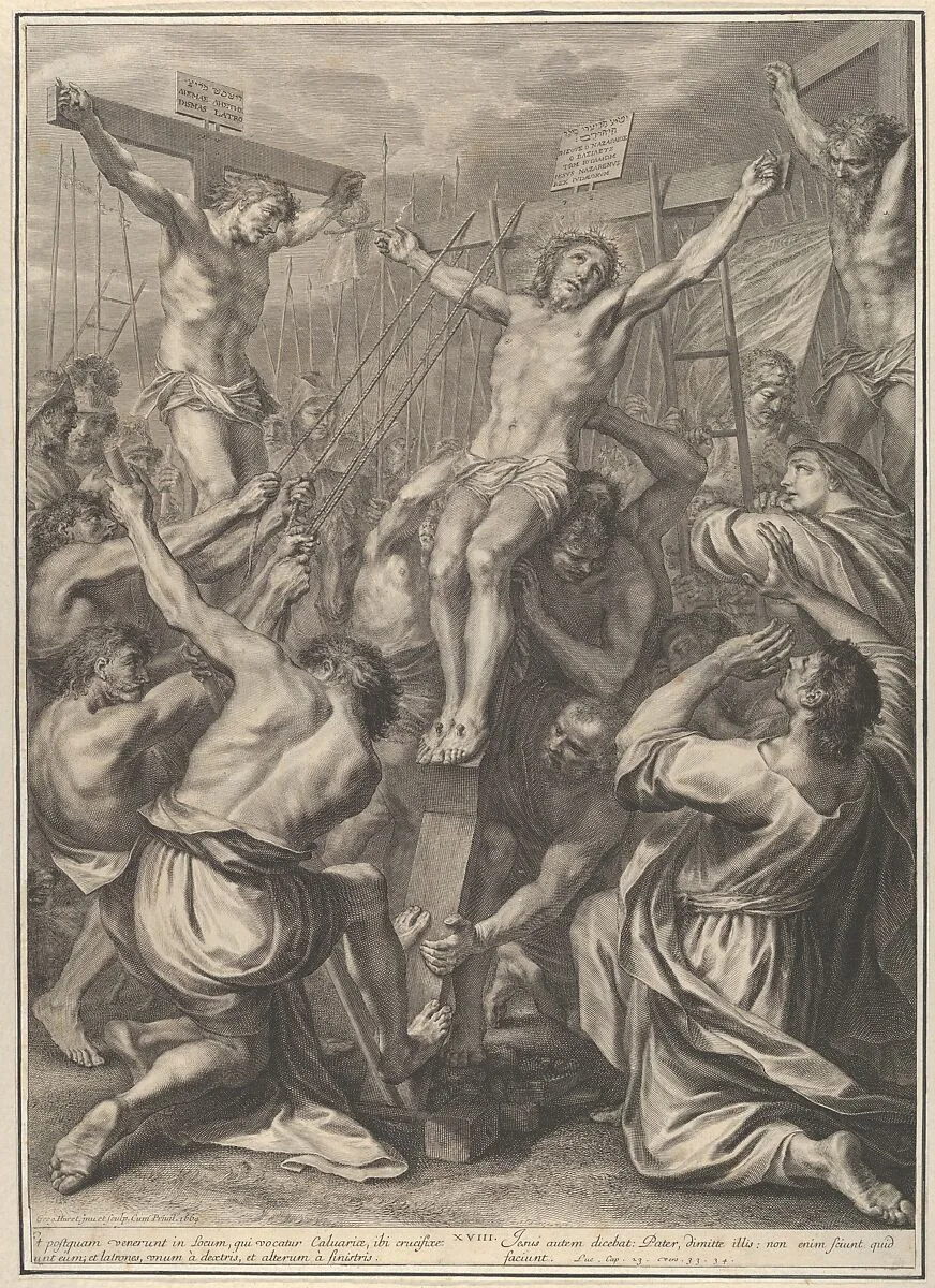 Christ on Raised on the Cross, from The Passion of Christ, plate 19 — Grégoire Huret