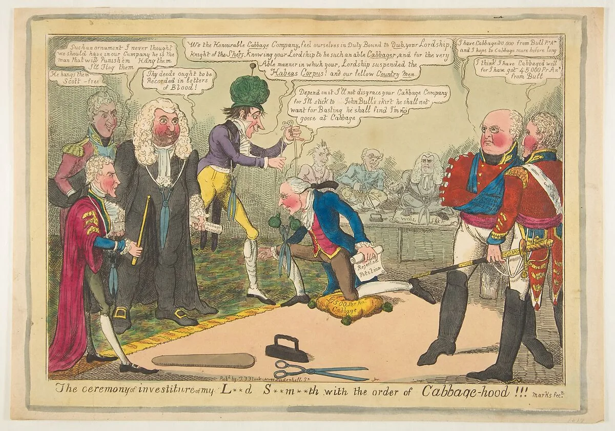 The Ceremony of Investiture of My L**d S**m**th with the Order of Cabbage-hood — T. F. Flook|J. Lewis Marks