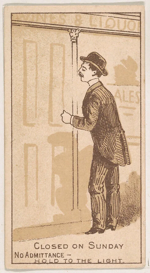 Closed on Sunday, from the Magic Changing Cards series (N223) issued by Kinney Tobacco Company — Kinney Brothers Tobacco Company