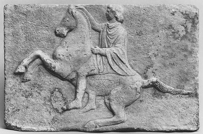 Marble relief with a horseman — Unknown