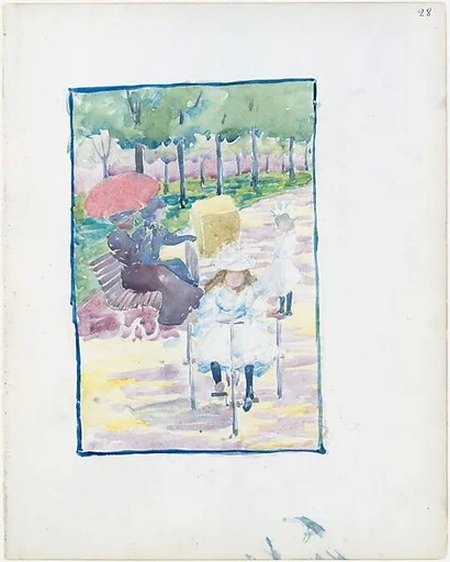 Large Boston Public Garden Sketchbook: A girl riding a tricycle in the park