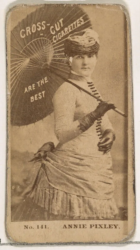 Card Number 141, Annie Pixley, from the Actors and Actresses series (N145-2) issued by Duke Sons & Co. to promote Cross Cut Cigarettes — W. Duke, Sons & Co.