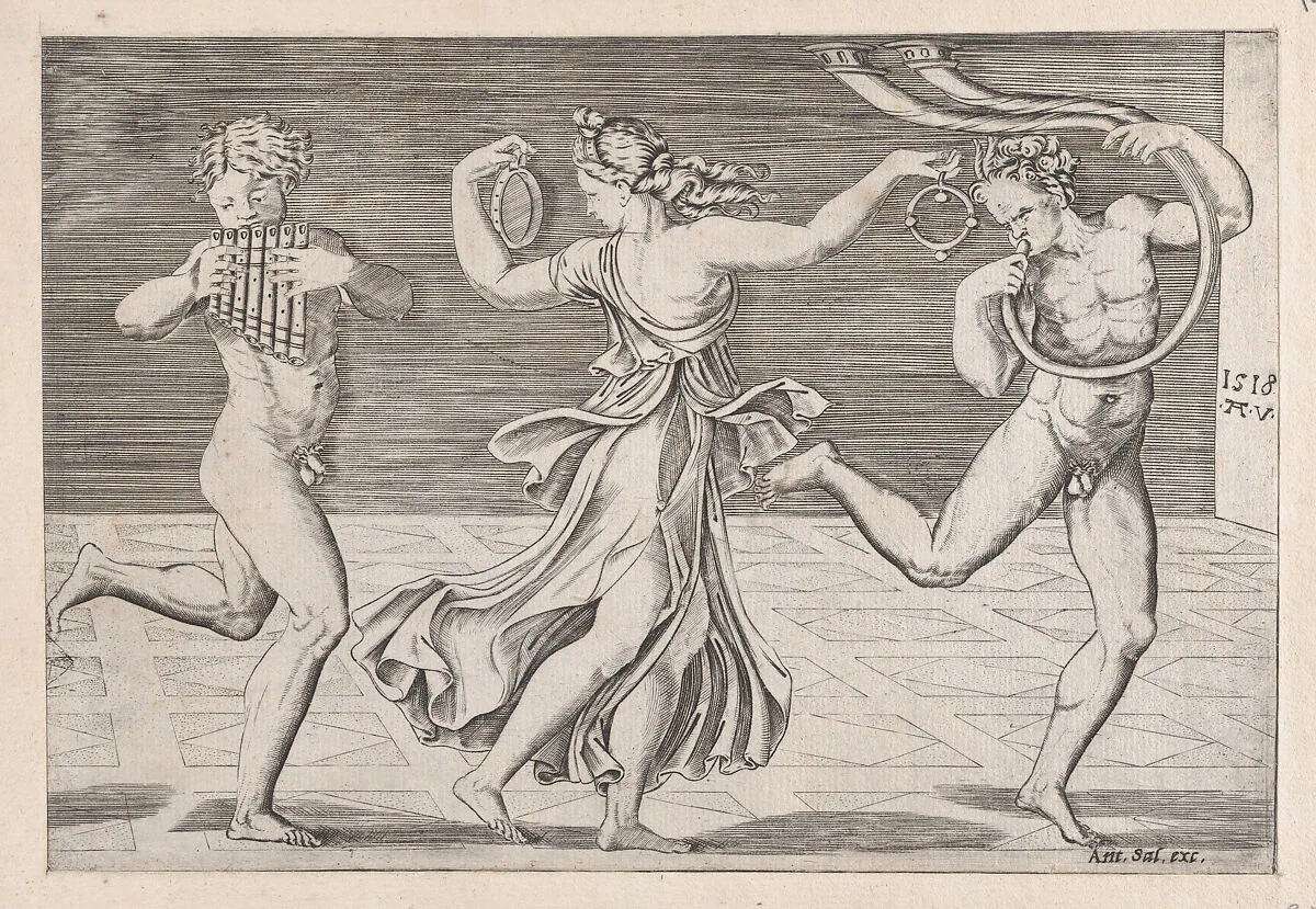 Speculum Romanae Magnificentiae: Dance of Fauns and Bacchants — Agostino Veneziano (Agostino dei Musi)|Antonio Salamanca|Anonymous